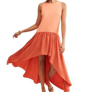 Hutch XL Colorblock High Low Asymmetrical Dress Coral Peach Sleeveless $248